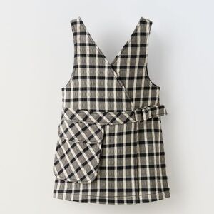 Zara BUCKLED PLAID CRISSCROSS PINAFORE DRESS
